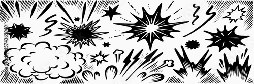 Hand-drawn Comic Book Explosion and Impact Effects
