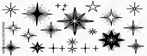 Hand-Drawn Starburst & Star Shapes Graphic Design Elements