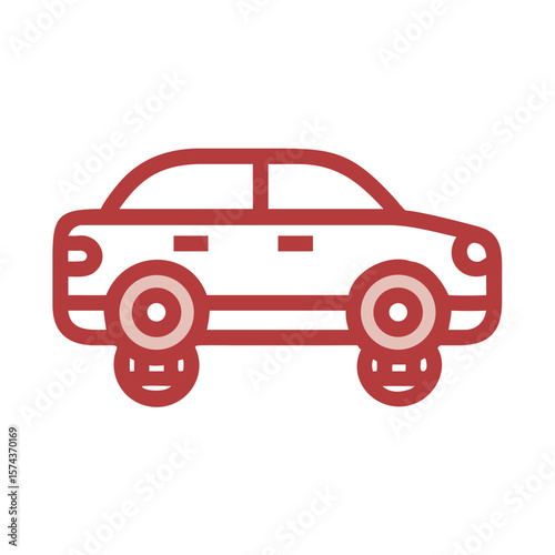 Stylized graphic of a red car icon for automotive and transport themes

