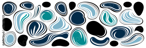 Abstract Blue and Black Organic Shapes Pattern