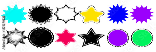 Colorful Stars, Circles, and Speech Bubbles: Graphics Set