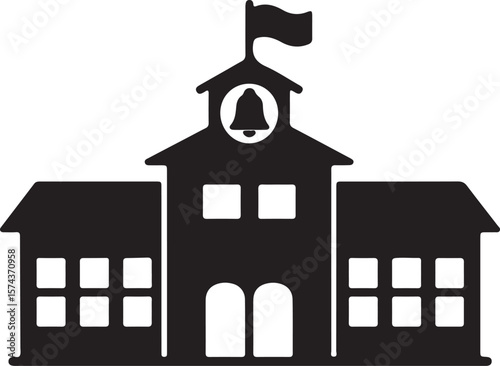 School Building Silhouette Vector Adobe Illustrator Artwork