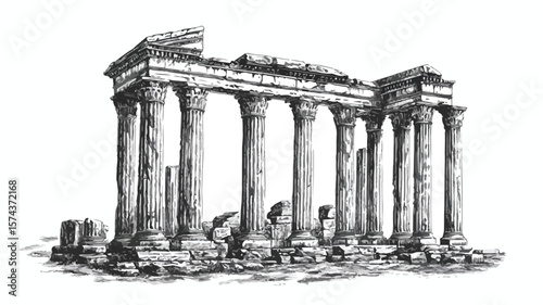 Majestic Ancient Roman Temple Ruins with Corinthian Column