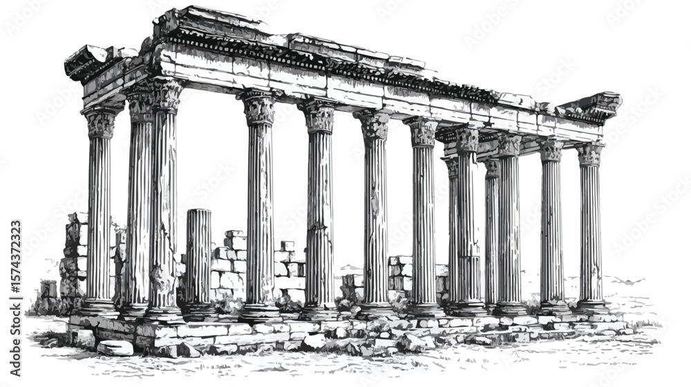 Obraz premium Majestic Ancient Roman Temple Ruins with Corinthian Column