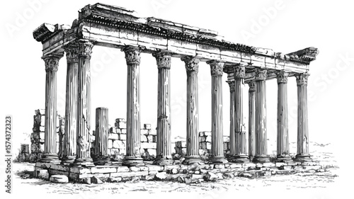 Majestic Ancient Roman Temple Ruins with Corinthian Column