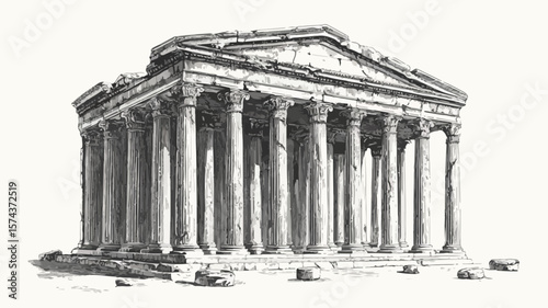Majestic Ancient Roman Temple Ruins with Corinthian Column