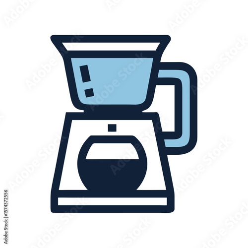 Stylish graphic of a coffee maker icon for kitchen appliances and brewing coffee