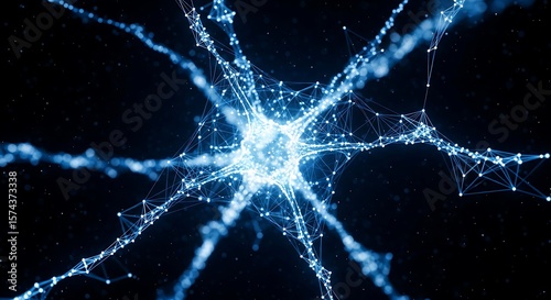 Microscopic View of a Neuron Intricate Neural Network Structure. AI Generated