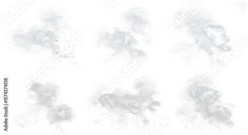 Photo of A collection of abstract white smoke textures isolated on transparent background