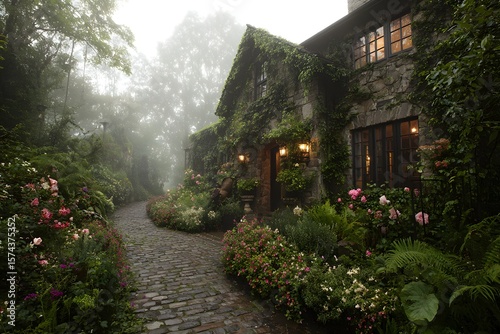 Wallpaper Mural Enchanting Stone Cottage Garden Path. Torontodigital.ca