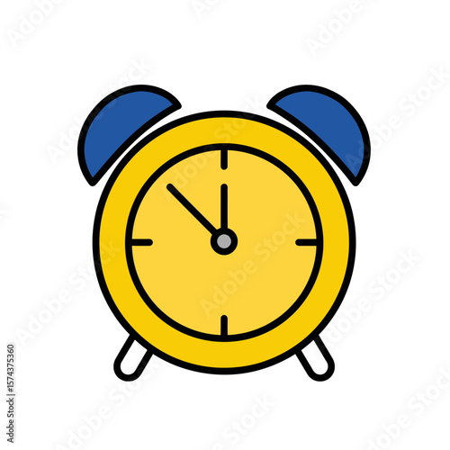 Yellow alarm signals time passing on the minimalist surface