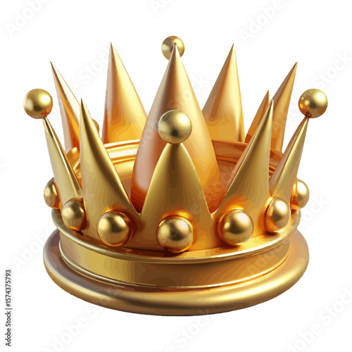 "Golden Crown Icon with Spiked Points & Jewels – Royalty Symbol Graphic, Regal Leadership Emblem for Achievement, Fantasy, Luxury, Design, Apps & Blogs"