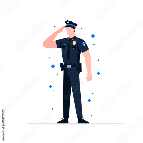 An illustration depicting a police officer saluting.