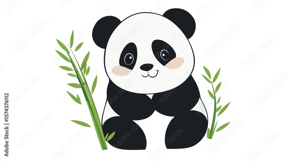Obraz premium Adorable Panda surrounded by Bamboo - Asian Flora and Fauna Theme