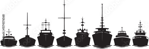 Collection of Silhouette Ships Various Sizes and Styles