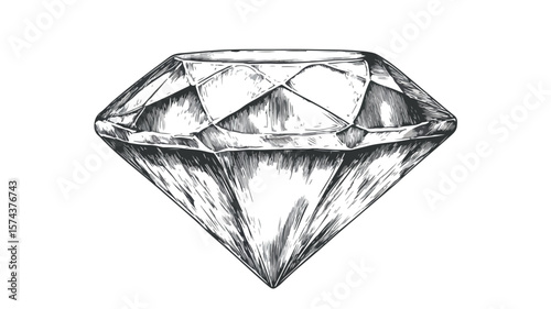 Vintage Woodcut Engraving Style Diamond - Black