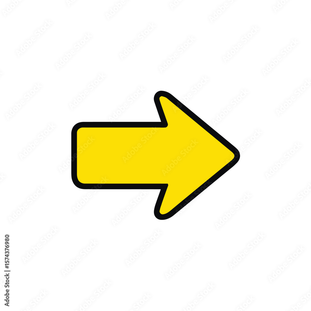 Directional yellow arrow points right isolated design element Directional yellow arrow points right isolated design element
