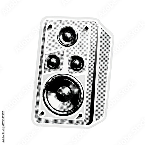 Retro Stereo Speaker Halftone Art, Cut Out