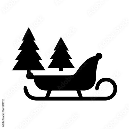 Black sleigh silhouette design for winter and christmas