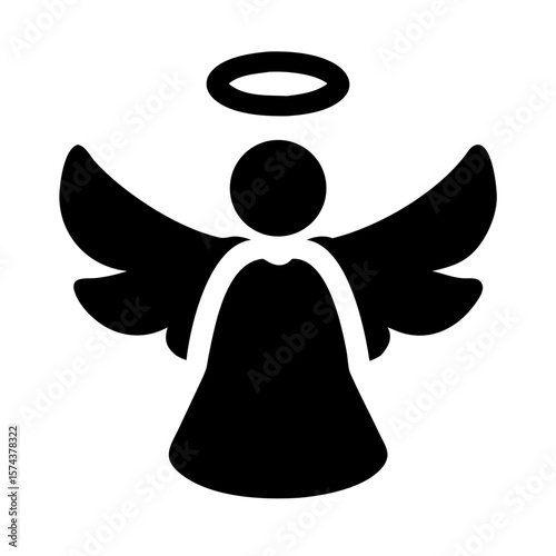 Christmas angel silhouette with a glowing halo design