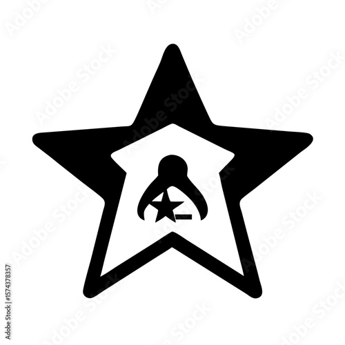 Black silhouette nativity scene with guiding star above design