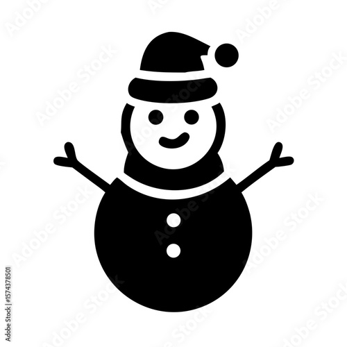 Silhouette of a snowman wearing a santa hat for christmas
