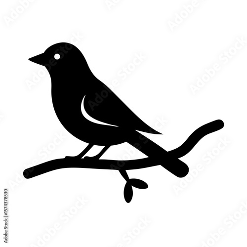 Silhouette of a bird perched on a frosty branch in winter