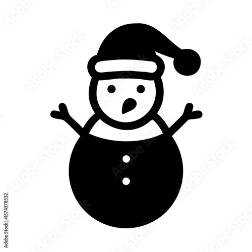 Silhouette of a santa hat on a snowman for christmas