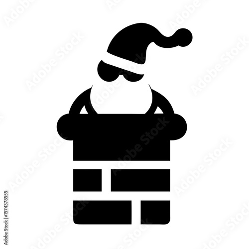 Santa claus in a chimney black silhouette transparent illustration