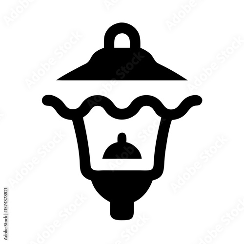 Snow covered street lamp silhouette vector design