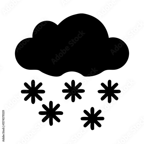 Black silhouette design of gently falling snowflakes