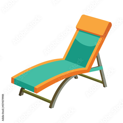 Modern orange and teal beach lounge chair for relaxation and outdoor comfort