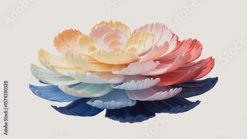 Wallpaper Mural A close up of a multicolored flower with layered petals on a light background in soft focus style Torontodigital.ca