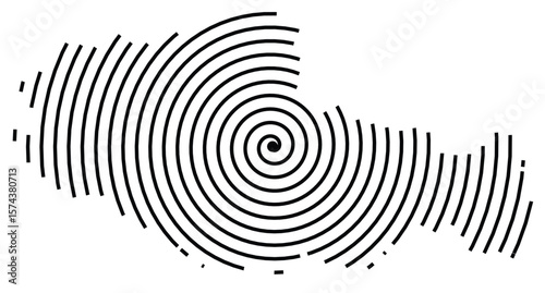 Symbol Map of the Autonomous Region Xizang (People's Republic of China) showing the territory with a black spiral line