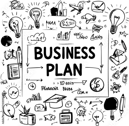 Hand Drawn Business Plan and Strategy Doodle Vector Icon