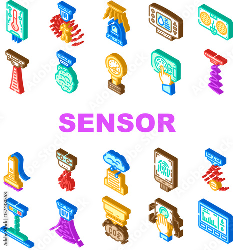 sensor module iot wireless icons set vector