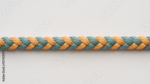 Wallpaper Mural Close up of a braided rope with blue and yellow strands against a white background in horizontal view Torontodigital.ca