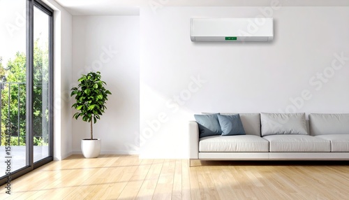 Modern living room with air conditioner