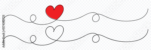 Heart icon drawn with one line. Abstract love symbol. One continuous line simple hand drawn and sketch style. Continuous line art drawing vector. Vector illustration.