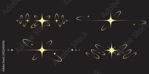 Fantasy esoteric vector set with spiritual borders magic frames and celestial dividers featuring astral star symbols vintage style elements for astrology themed illustrations