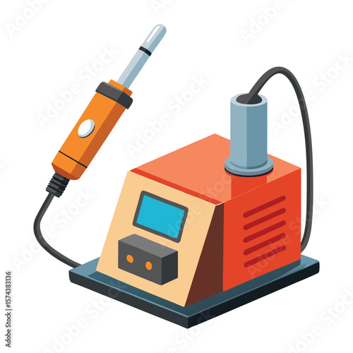 Modern soldering station with adjustable temperature and tool holder