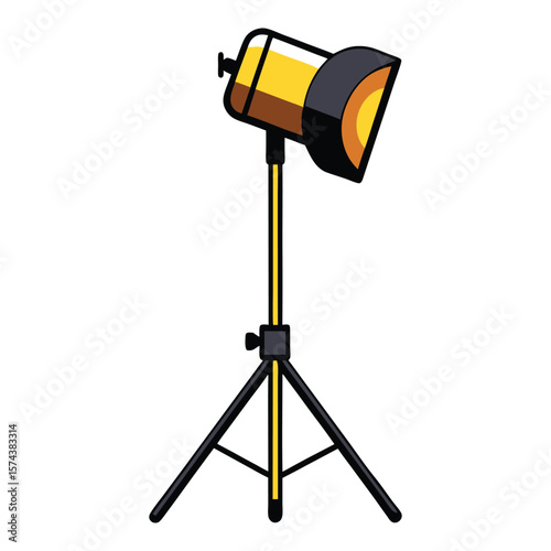 Illustration of a professional studio spotlight on a tripod stand