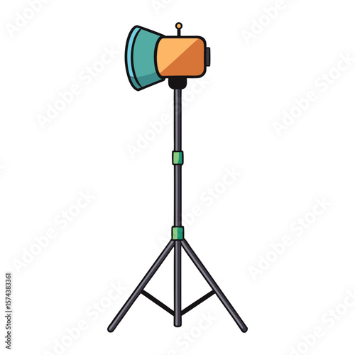 Illustration of a studio lighting equipment on a tripod stand