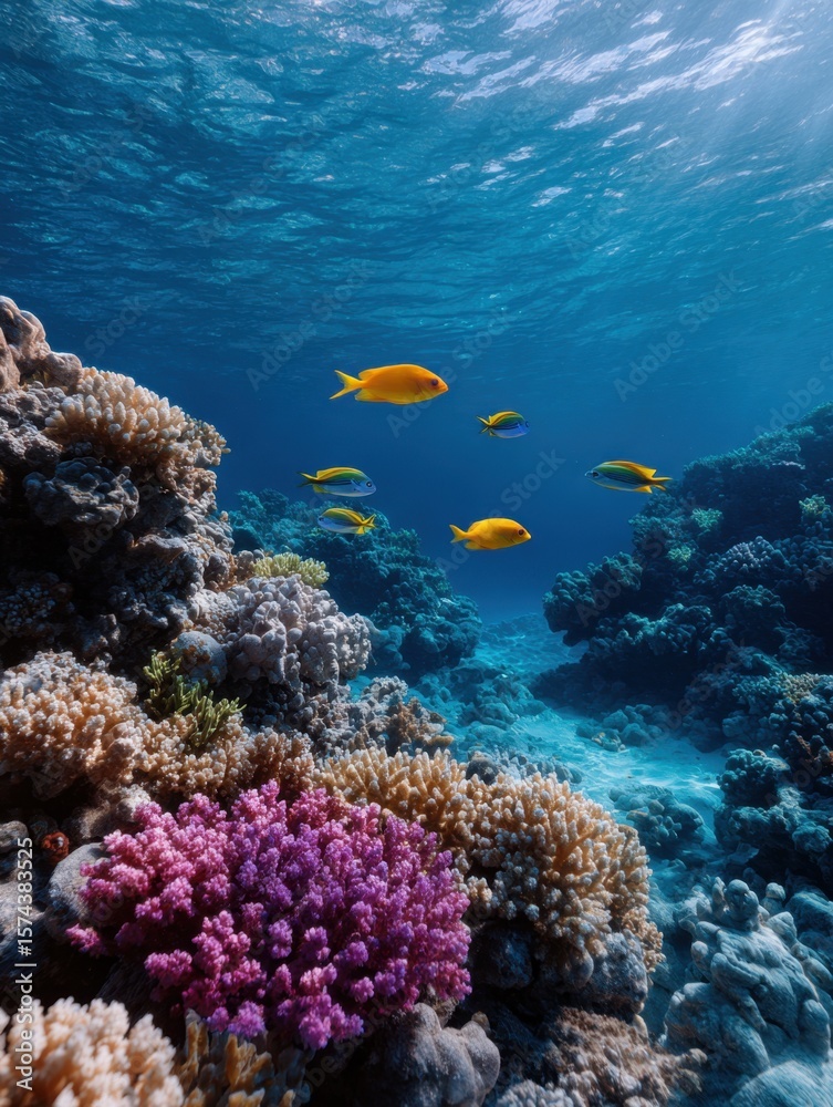 Obraz premium Underwater exploration of colorful coral reefs ocean depths marine life vibrant environment scenic viewpoint
