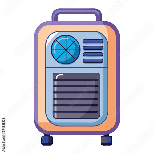 Portable air cooler with fan and grille on wheels for personal cooling