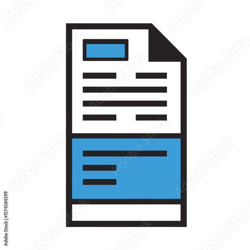 Blue document displays data information digitally