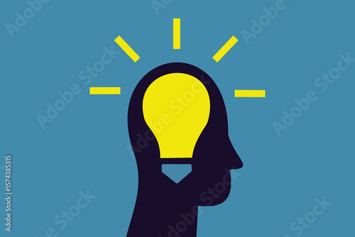 Silhouette of a Head with a Lightbulb Representing Creativity and Bright Ideas