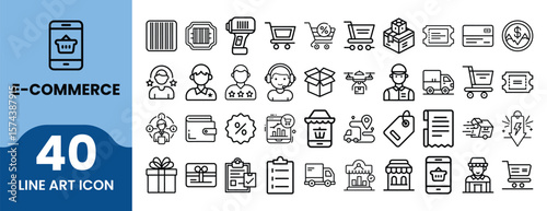 E commerce icons collection shopping online