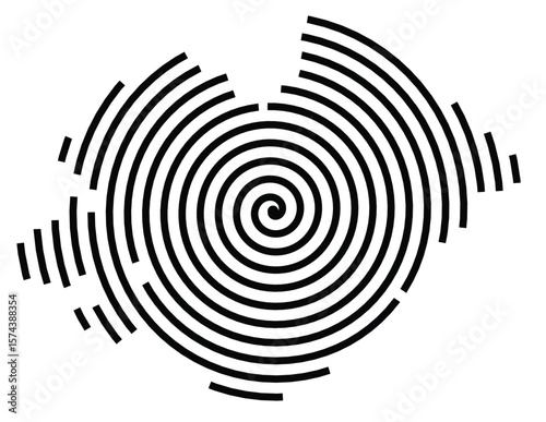 Symbol Map of the Province Pesaro e Urbino (Italy) showing the territory with a black spiral line