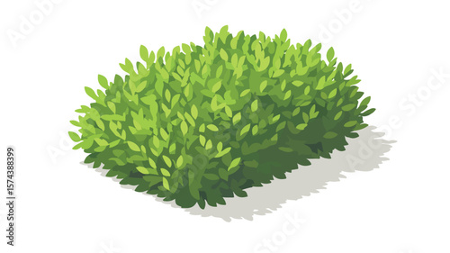Isometric Green Bush Icon with Trimmed Garden Bus - Detailed and Professional Image for Design Projects